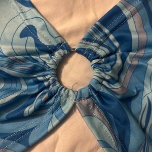 Blue and White Patterned Top